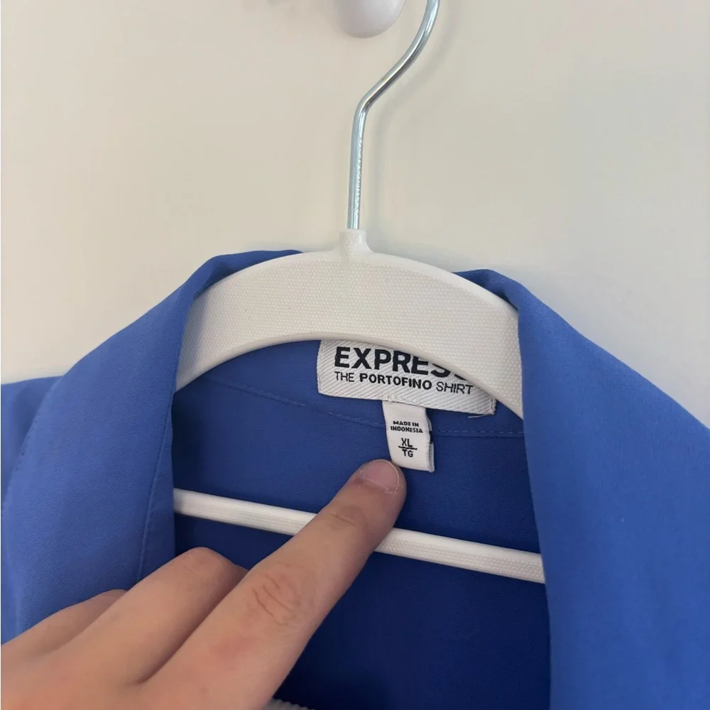 Express Blue Button-Up Shirt - Picture 3 of 4